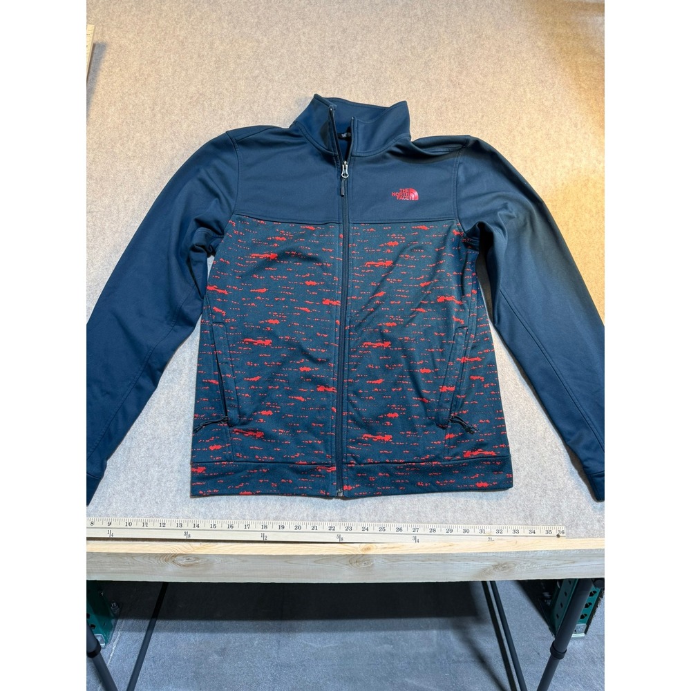 The North Face Mens Full Zip Track Jacket Blue Red Graphic‎ Print Small S/P